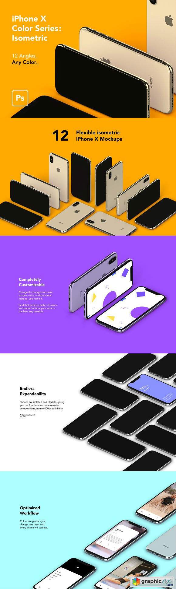 iPhone X Color Series - Isometric