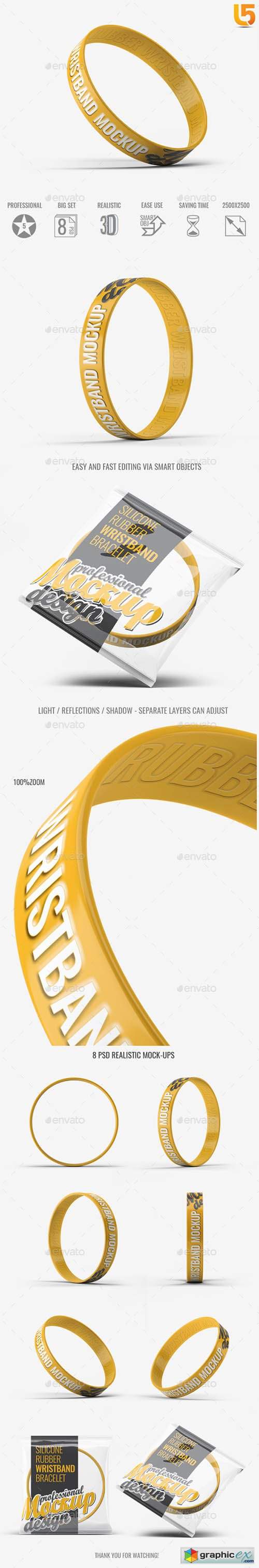 Silicone Rubber Wristband Bracelet Mock-Up