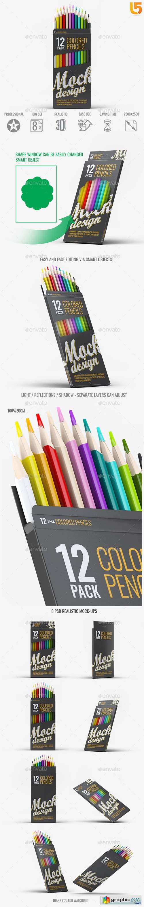 Colored Pencils 12 Pack Mock-Up