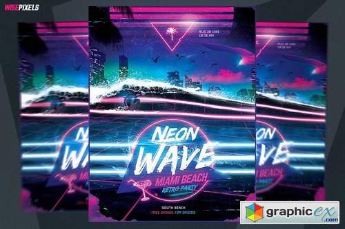 Synthwave Flyer Retrowave Template