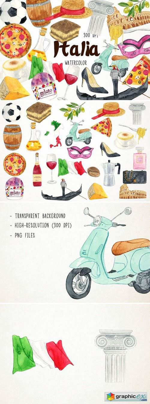 Watercolor Italy Clipart