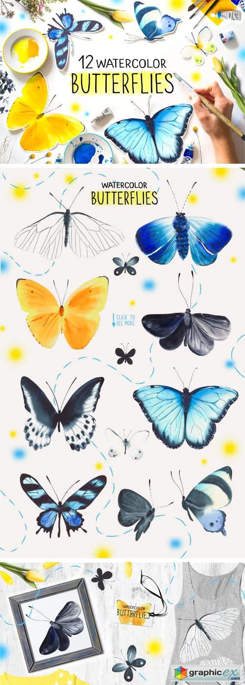Butterflies Watercolor Clipart
