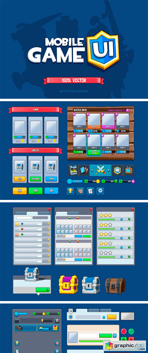 Mobile Game UI 100% Vector