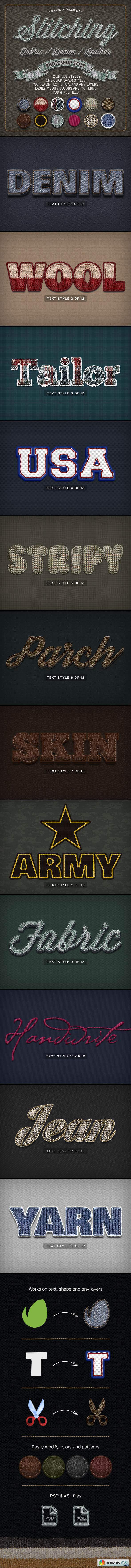 Stitching Fabric - Denim - Leather Text Effects