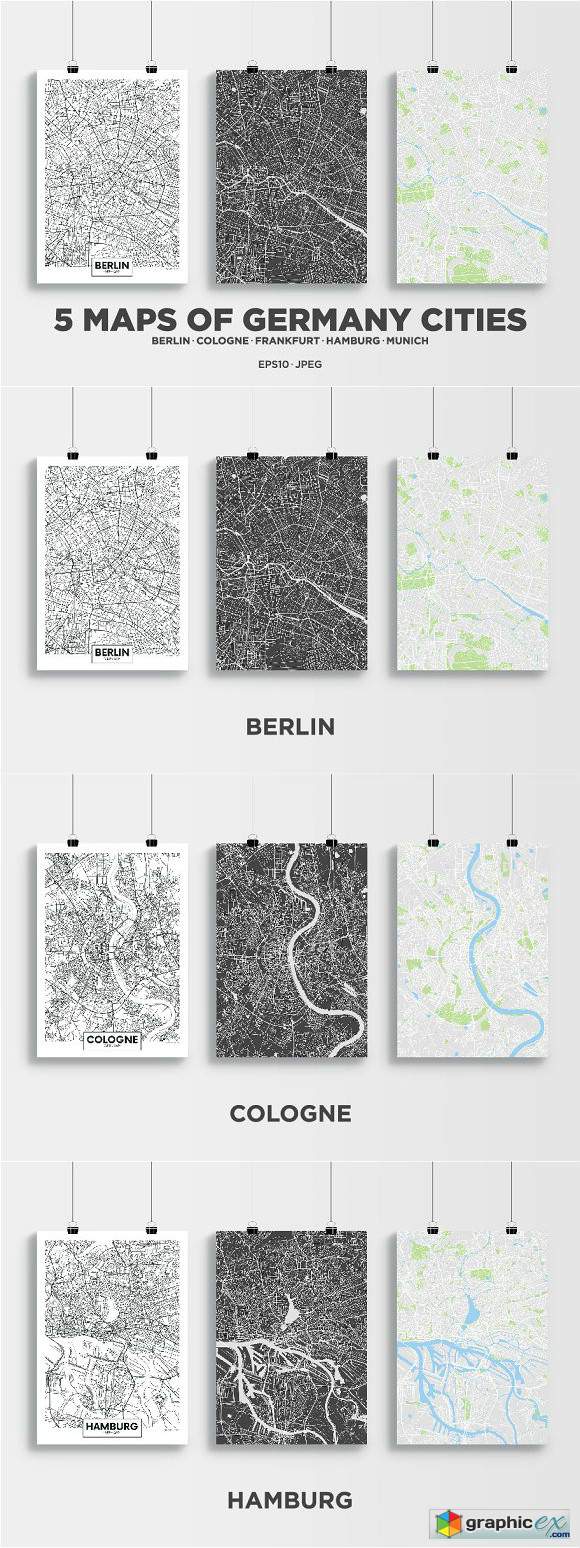 5 maps of Germany cities