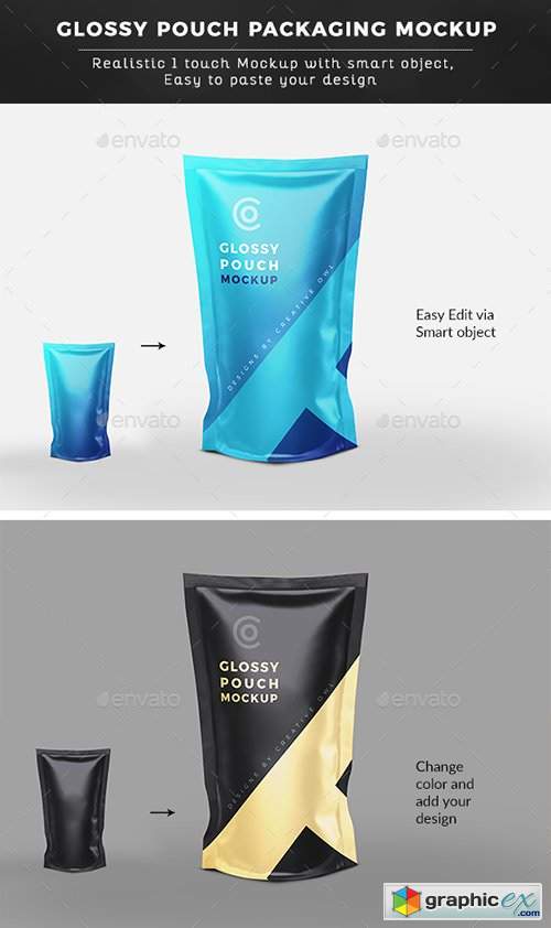 Glossy Pouch Packaging Mockup
