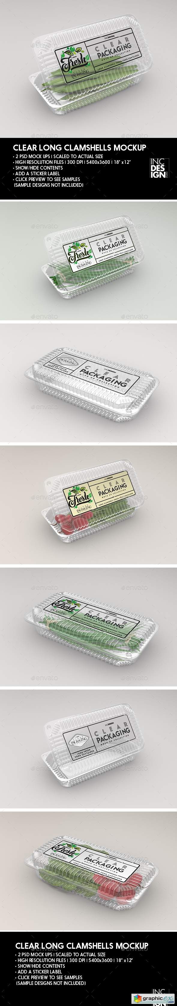 Clear Long Clamshell Packaging Mockup