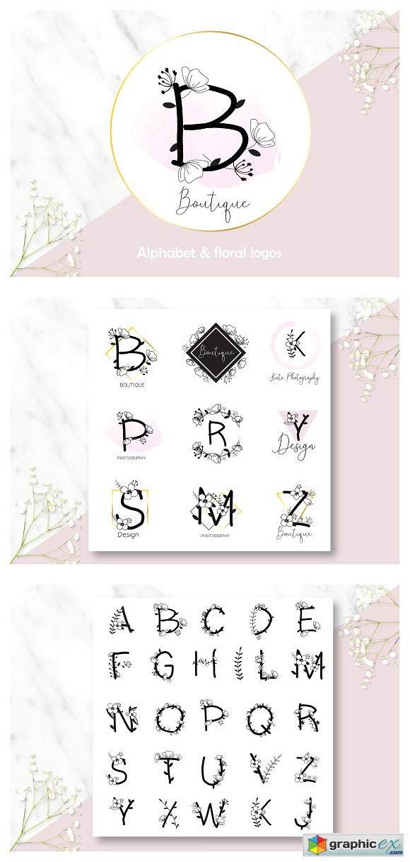 Floral Alphabet & Logos