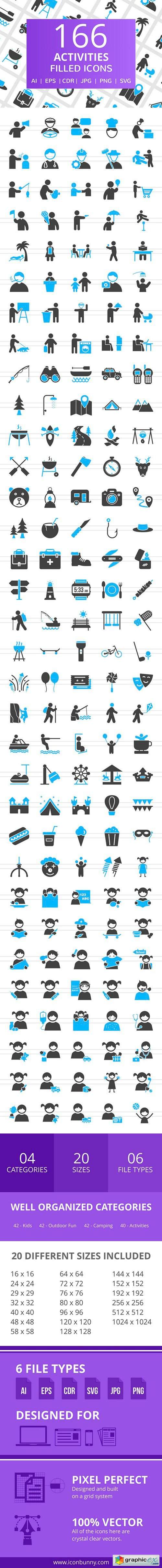 166 Activities Filled Icons