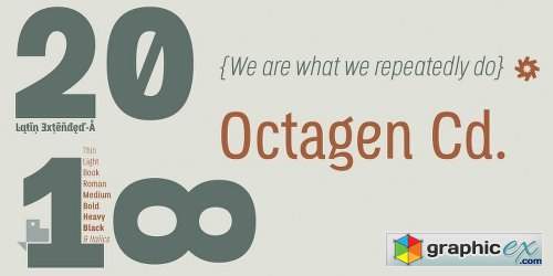Octagen Condensed Font Family - 16 Fonts