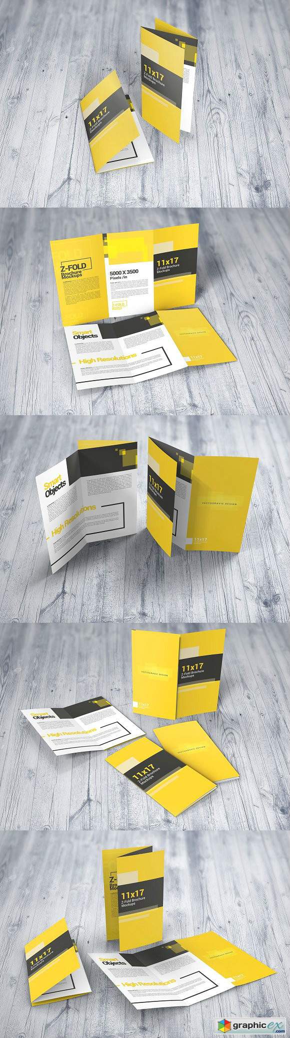 11x17 Z-Fold Brochure Mockups