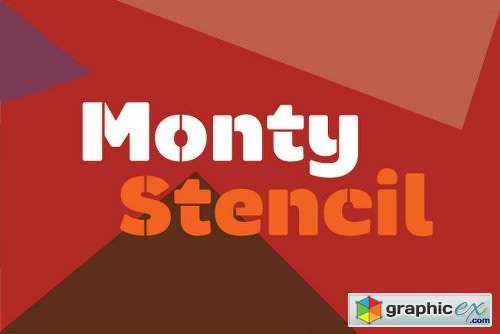 Monty Stencil Font Family - 4 Fonts