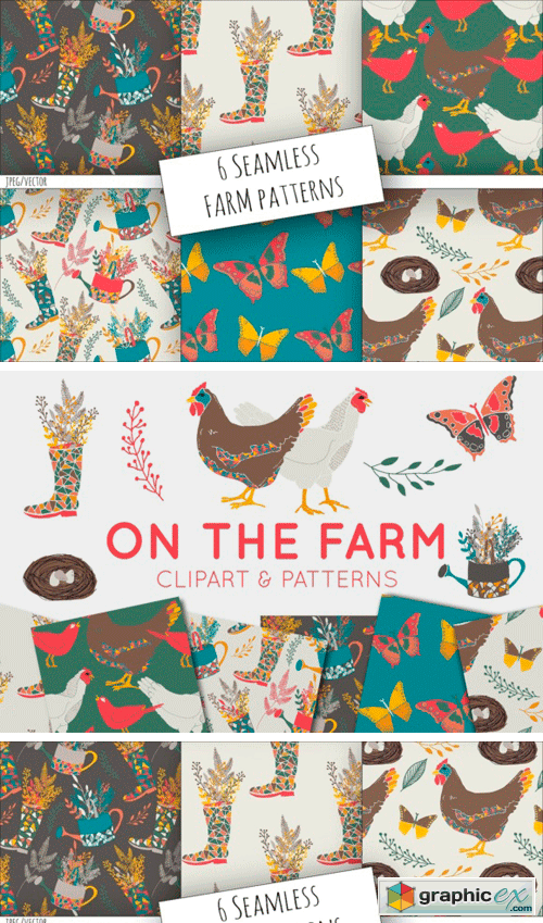 On The Farm Clipart and Digital Paper Set