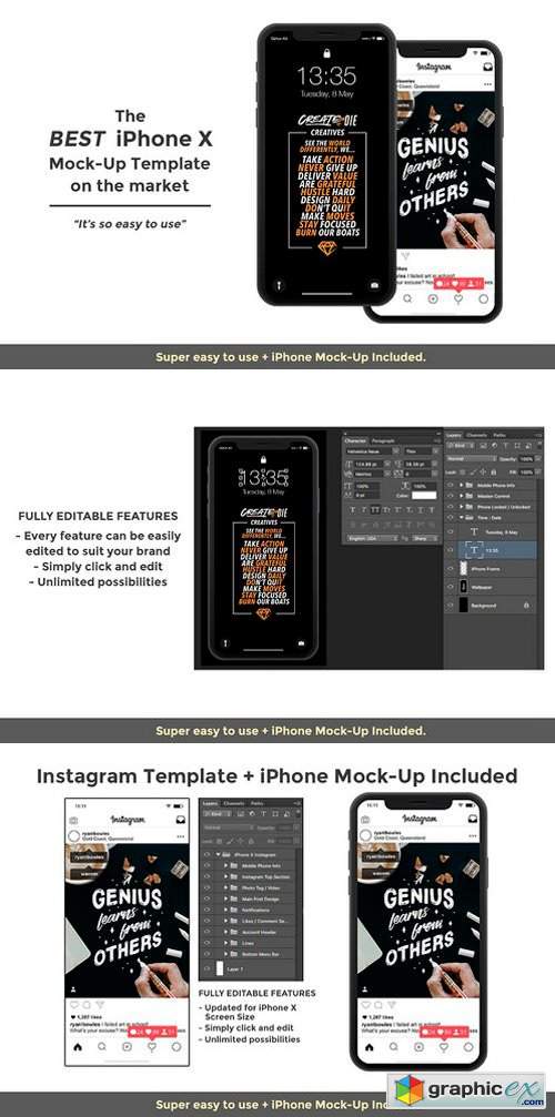 Instagram Template & iPhone X Mock