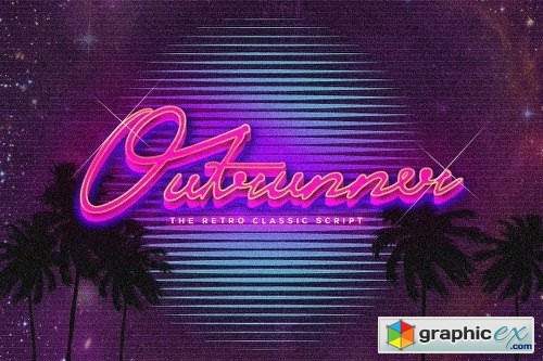 Outrunner 80's Retro Script Font