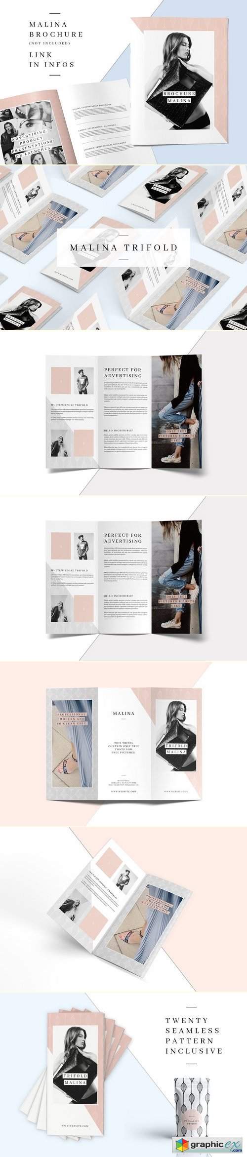 MALINA Trifold Brochure + Pattern