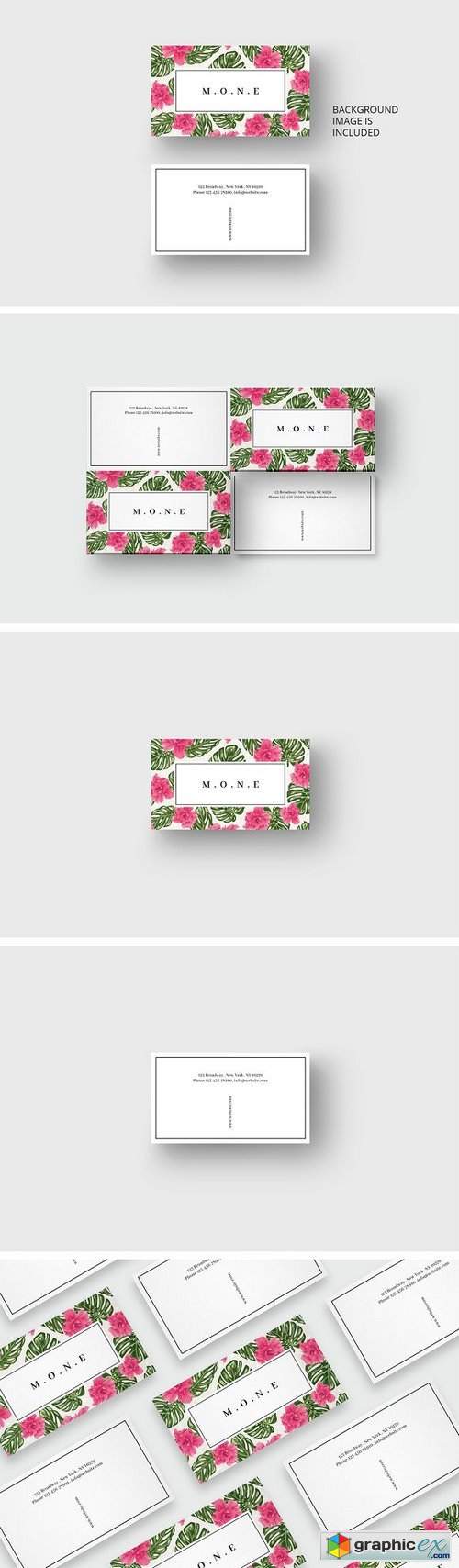 Pink flowers business card template