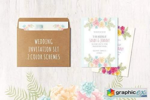 Floral Wedding Set . 13 cards