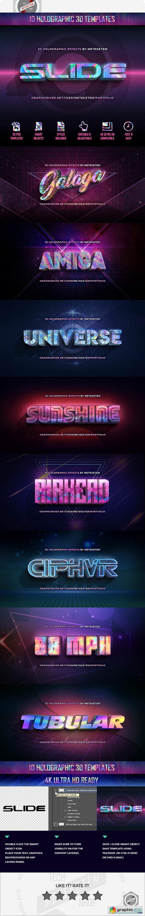 3D Holographic Text Effects