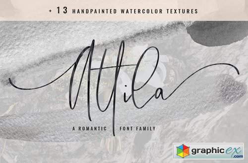 Attila Script + Watercolor Textures