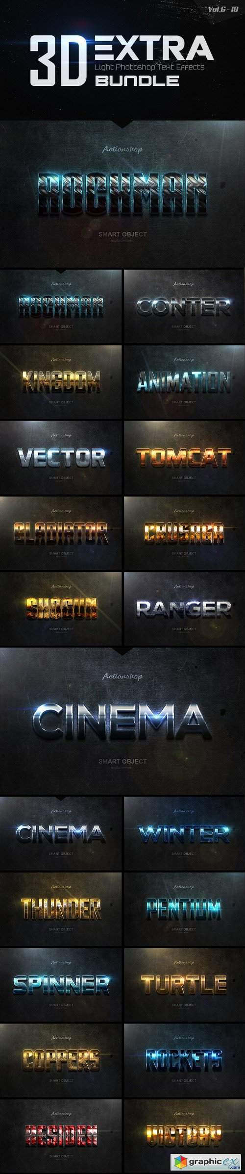 New 3d Extra Light Text Effects Bundle Two