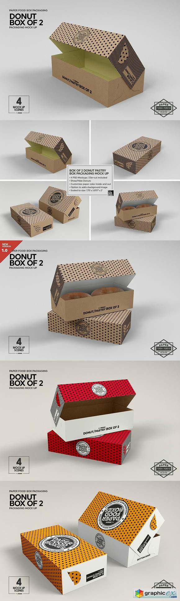 Box of Two Donut Pastry Box Mockup