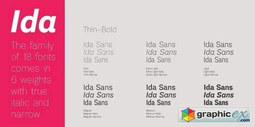 Ida Font Family - 18 Fonts