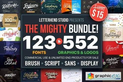 123 Best-Selling Fonts & 552 Premium Graphics and Logos