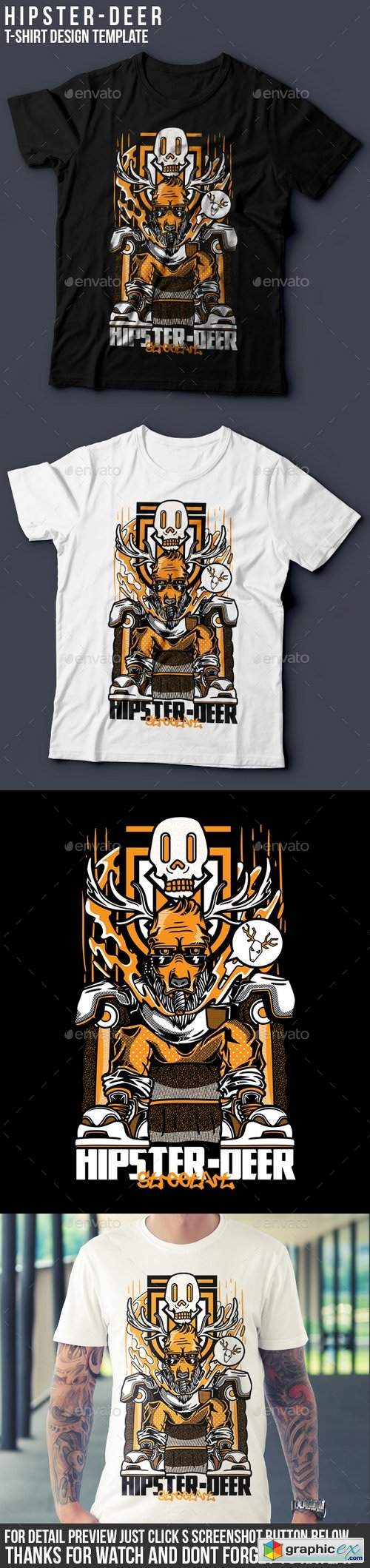 Hipster-Deer T-Shirt Design