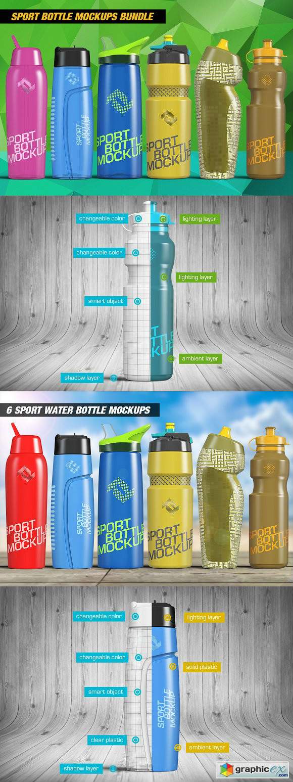 Sport Water Bottle Mockups Bundle