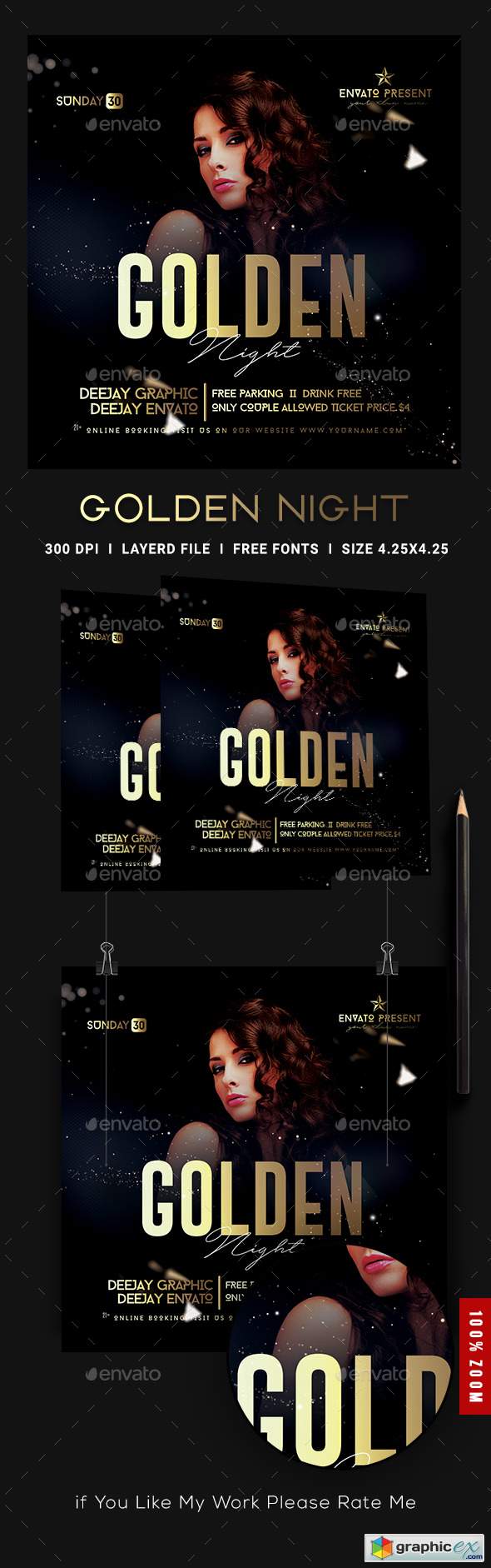Golden Night Club Flyer Template