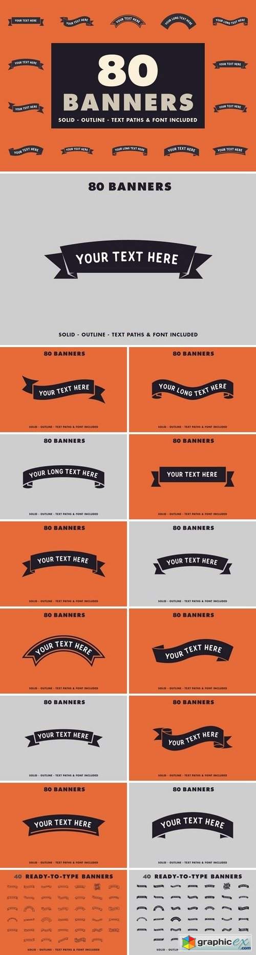 80 banners with text paths & font!