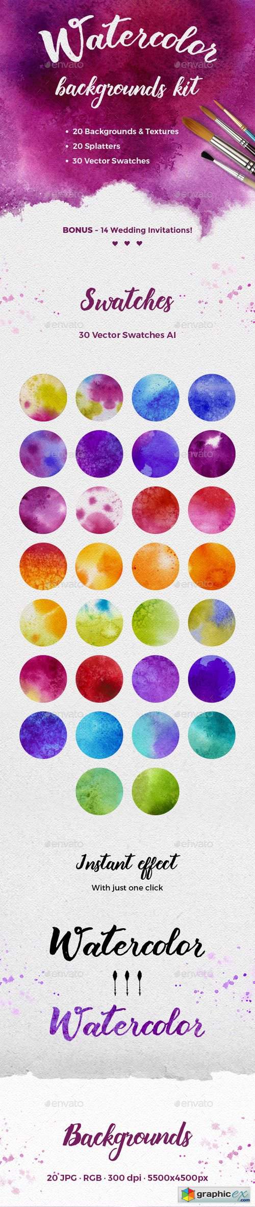 Watercolor Backgrounds Kit