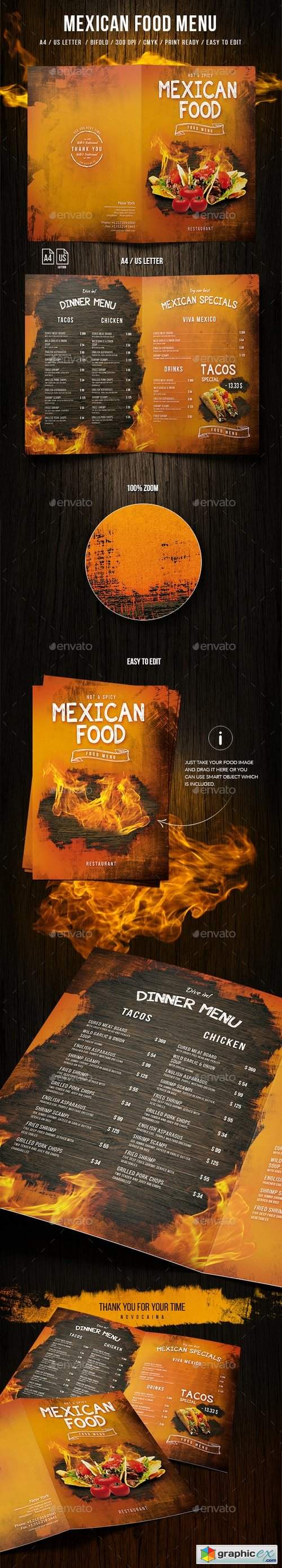 Mexican A4 and US Letter Food Menu