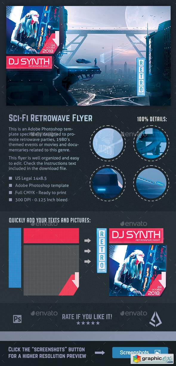 Sci-fi Retrowave Party Flyer Synthwave Poster Template