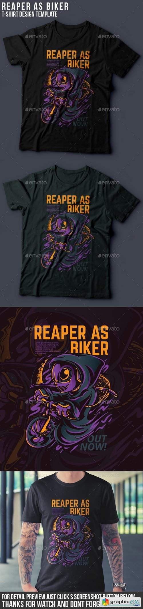 Reaper As Biker T-Shirt Design