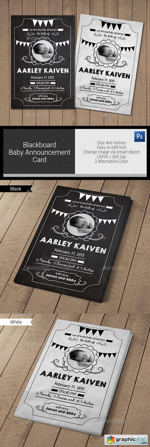 Blackboard Baby Announcement Card