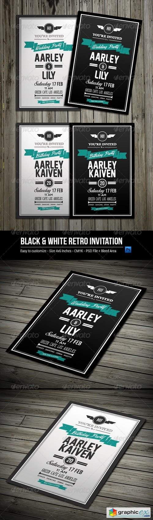 Black & White Retro Invitation