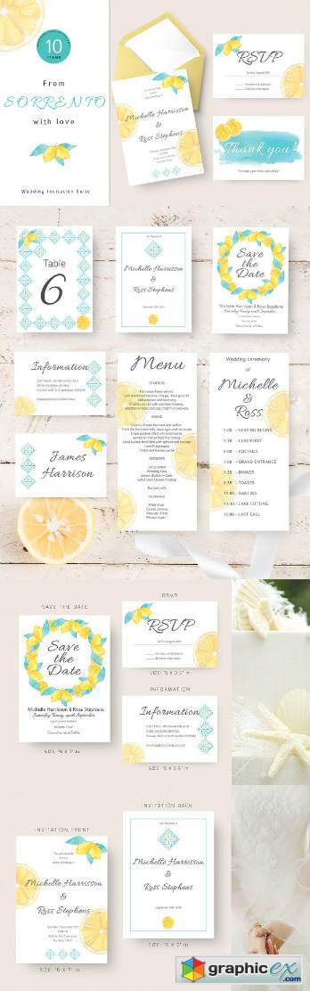Lemon Wedding Invitation Suite