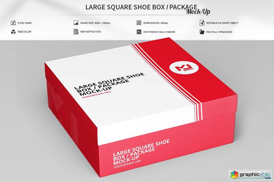 Large Square Shoe Box Package Mock