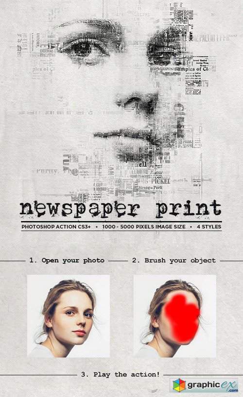 Newspaper Print Photoshop Action CS3+ 19471439