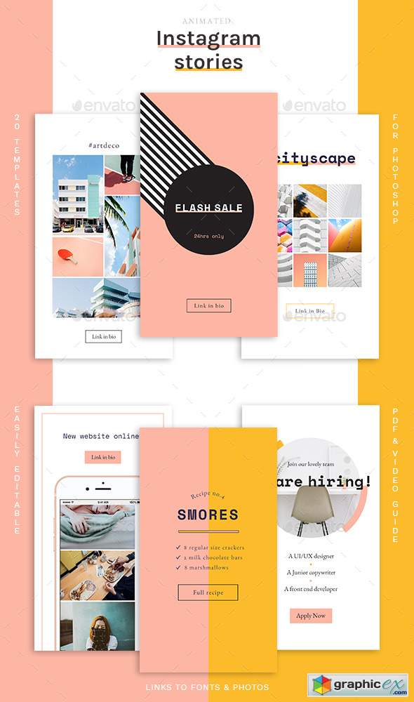 Animated Instagram Stories Templates Free Download Vector Stock Image