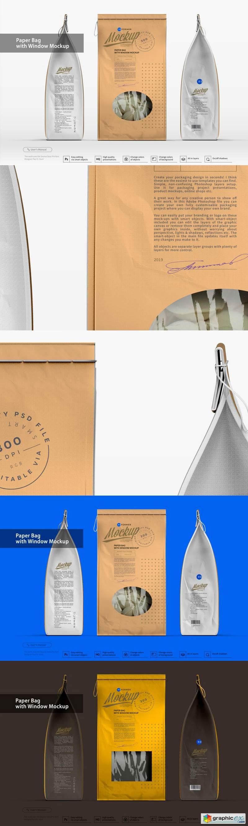 Paper Bag with Window Mockup
