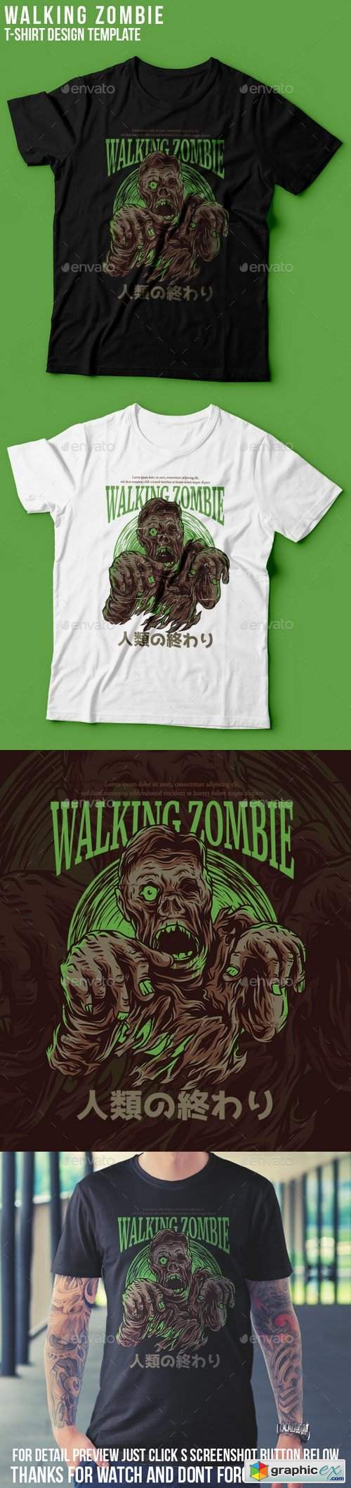 Walking Zombie T-Shirt Design