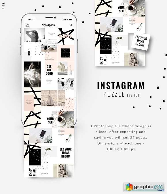 Instagram PUZZLE template - Pink