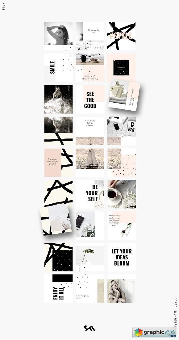 Instagram PUZZLE template - Pink