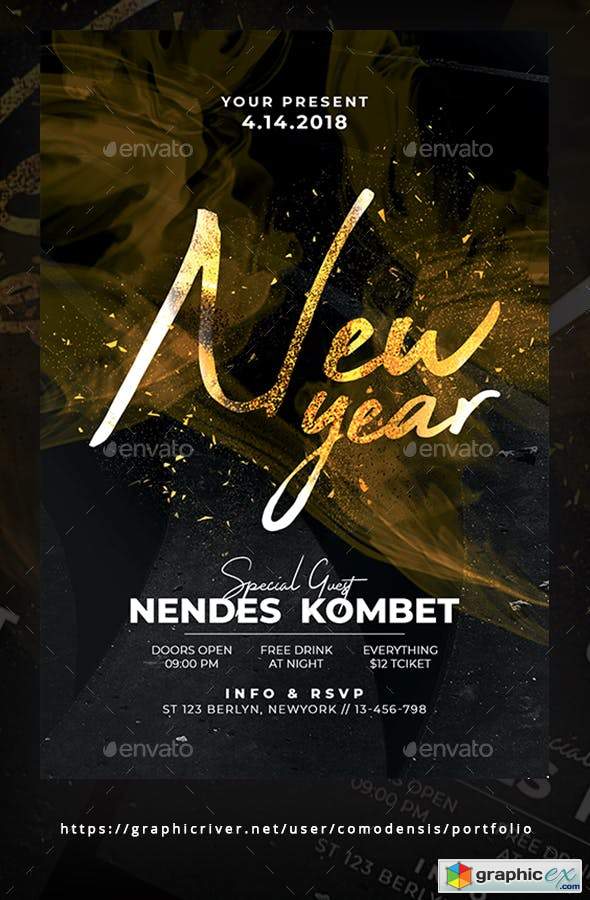 New Year Party Flyer Template 22967654