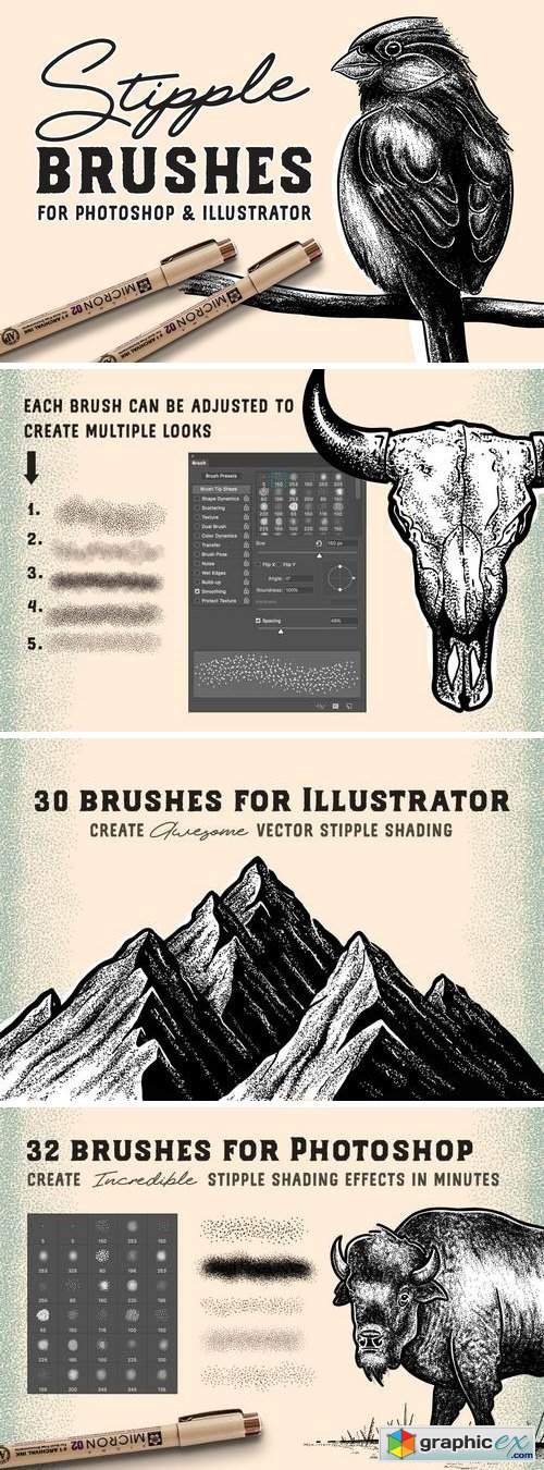 Stipple Brush Set for Photoshop and Illustrator
