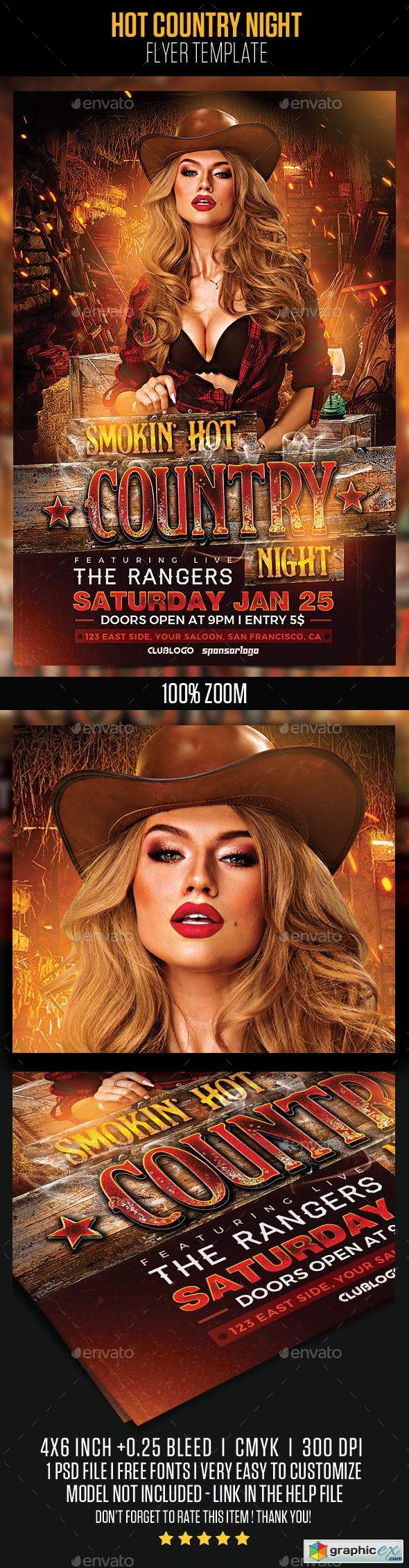 Hot Country Night Flyer Template
