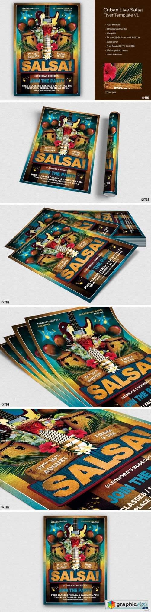 Cuban Live Salsa Flyer Template V1